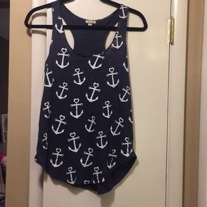 Navy blue anchor tank top
